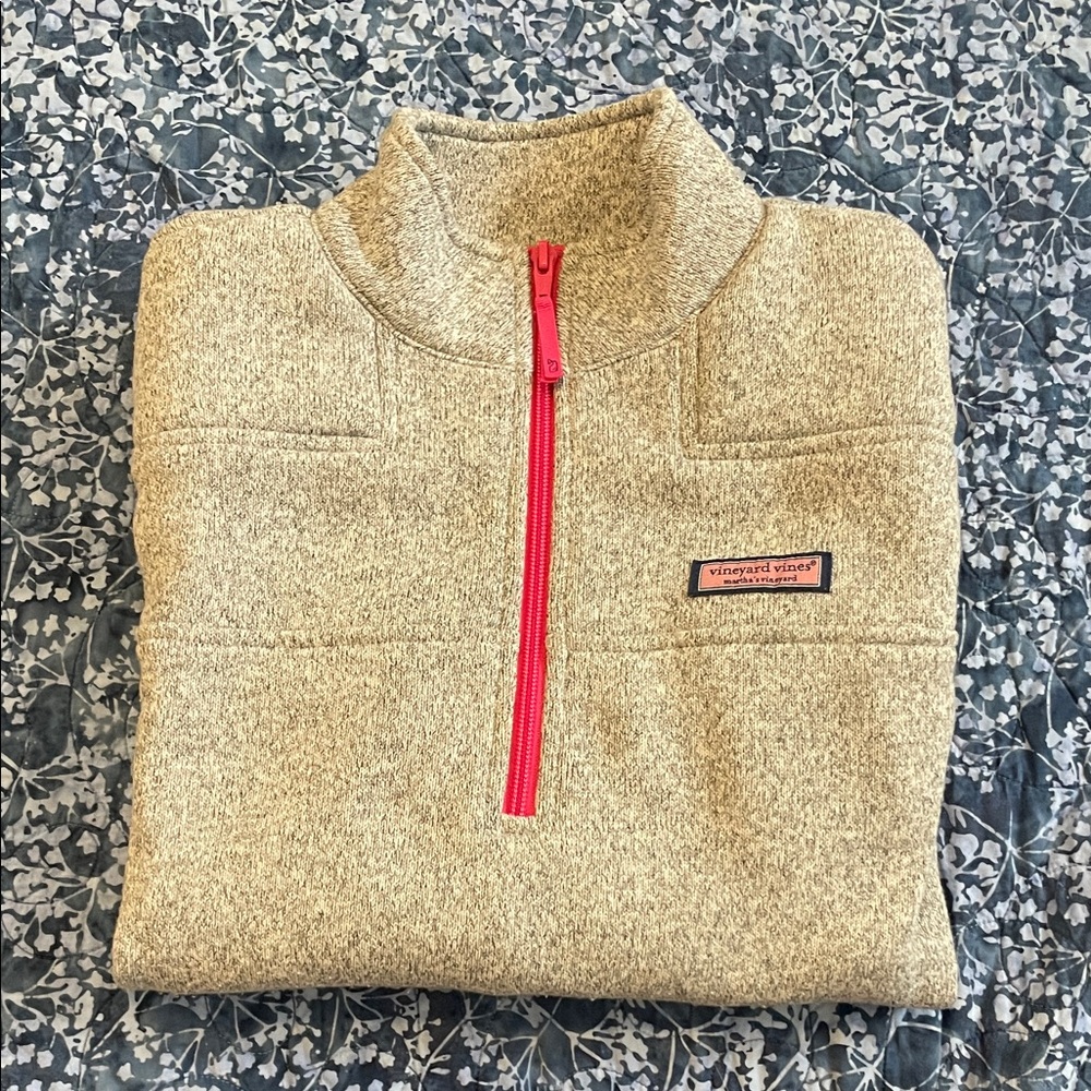 Vineyard Vines Gray Fleece Quarter-Zip Pullover